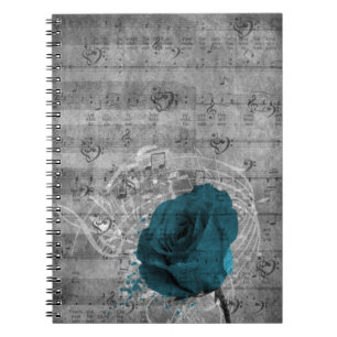 Beautiful antique blue rose paint splatter notebook