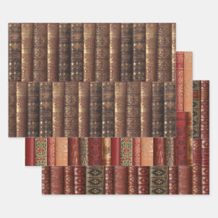 Beautiful Antique Book Spines Wrapping Paper Sheet