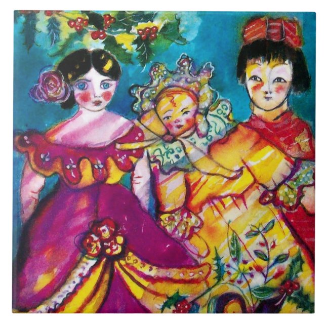 BEAUTIFUL ANTIQUE DOLLS CERAMIC TILE (Front)