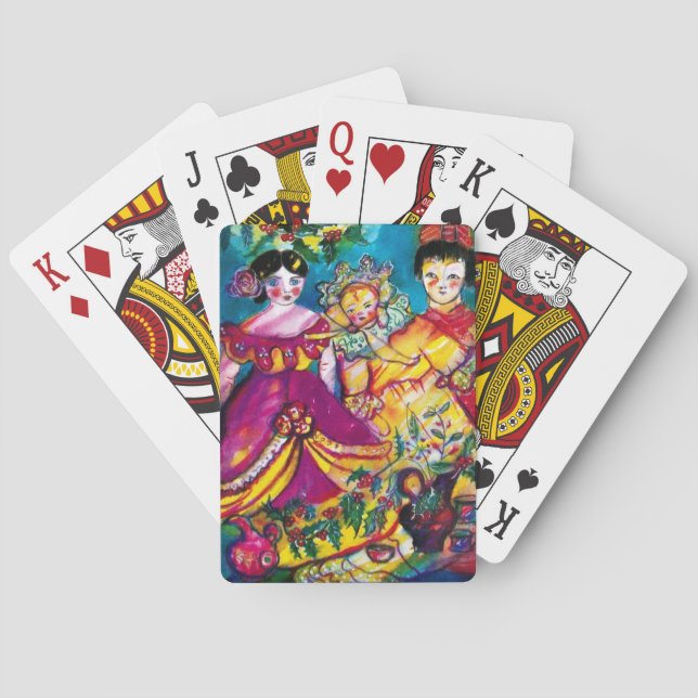BEAUTIFUL ANTIQUE DOLLS With Christmas Decor Playing Cards (Back)
