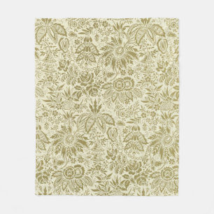 Beautiful Antique Floral Fleece Blanket