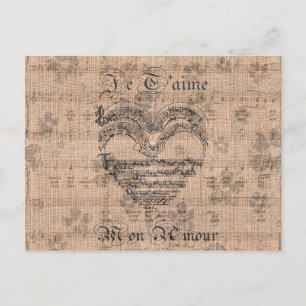 Beautiful antique music notes heart postcard