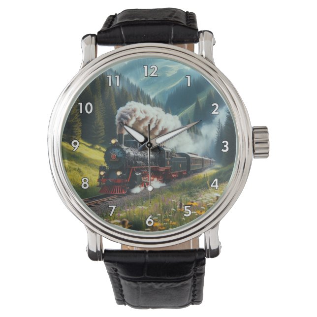 Beautiful Antique Steam Engine Locomotive Watch (Front)
