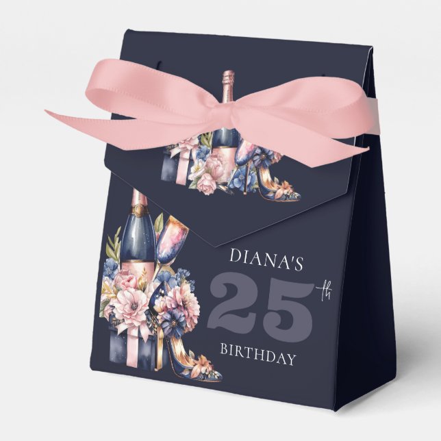 Beautiful Any Year Birthday Personalised Favour Box (Front Side)
