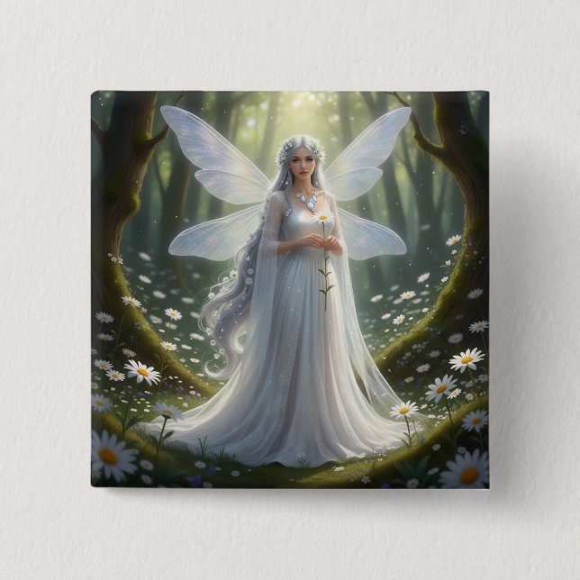 Beautiful April Diamond Fairy 15 Cm Square Badge (Front)