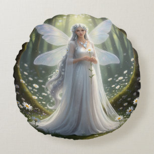 Beautiful April Diamond Fairy Round Cushion