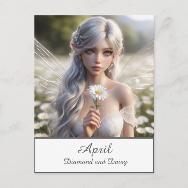 Beautiful April Fairy in Daisies Postcard (Front)