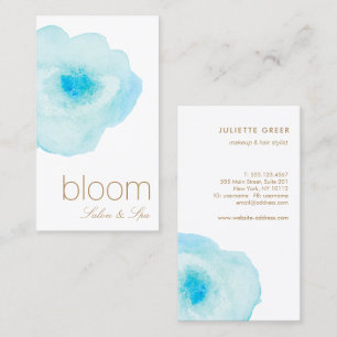 Beautiful Aqua Blue Floral Watercolor Salon Spa Business Card