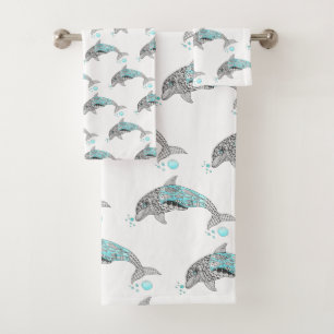 Beautiful Aquatic Dolphin Bath Towel Set