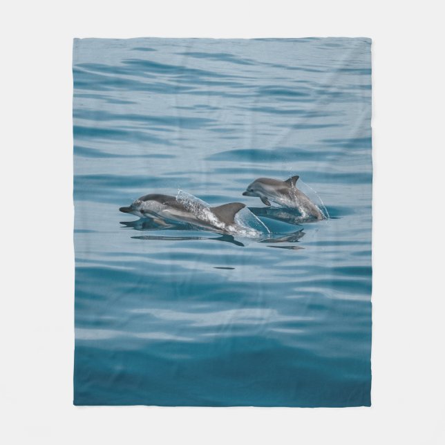 Beautiful Aquatic Dolphins Fleece Blanket (Front)