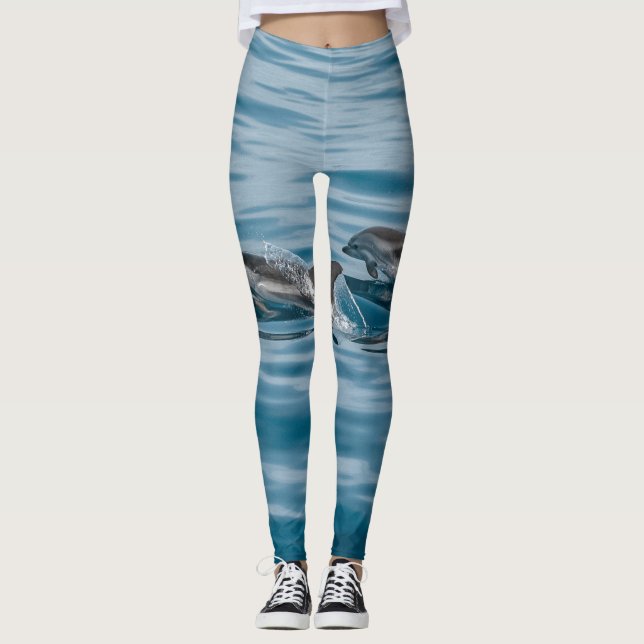 Beautiful Aquatic Dolphins Leggings (Front)