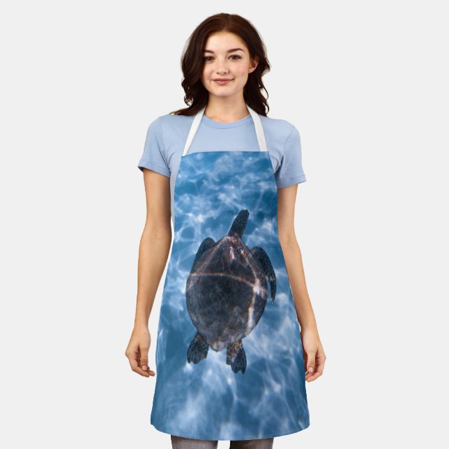 Beautiful Aquatic Turtle | Best gift for sea life Apron (Worn)