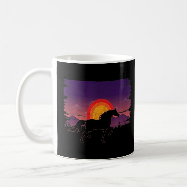 Beautiful Arabian Horse Sunset Silhouette Horses  Coffee Mug (Left)