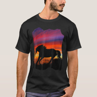 Beautiful Arabian horse sunset silhouette orange p T-Shirt