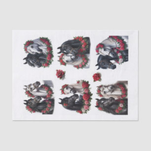 Beautiful Arabian Horses with Red Rose Wreaths Tissue Paper