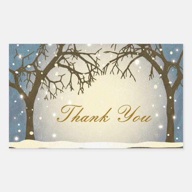 Beautiful Arched Winter Trees Thank You Stickers (Front)