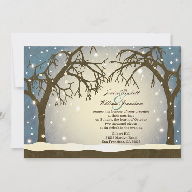 Beautiful Arched Winter Trees Wedding Invitations (Front)