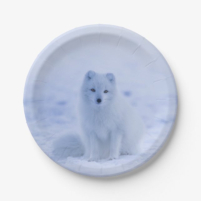 Beautiful Arctic Fox Paper Plate (Front)