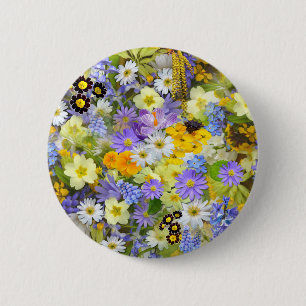 Beautiful Array of Colourful Flowers 6 Cm Round Badge