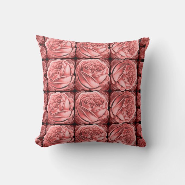 Beautiful Array of Dusty Peach Roses Cushion (Front)