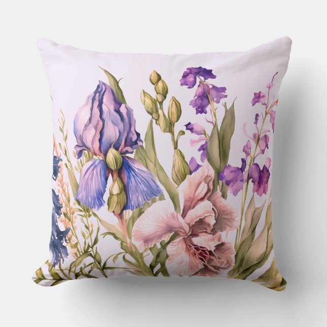 Beautiful Arrey Of Purple Flowers Cushion (Front)