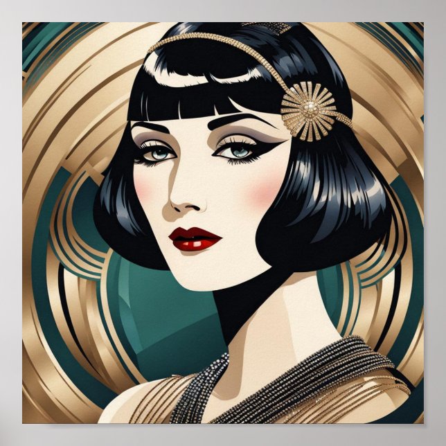 Beautiful Art Deco 1920s Flapper Poster (Front)