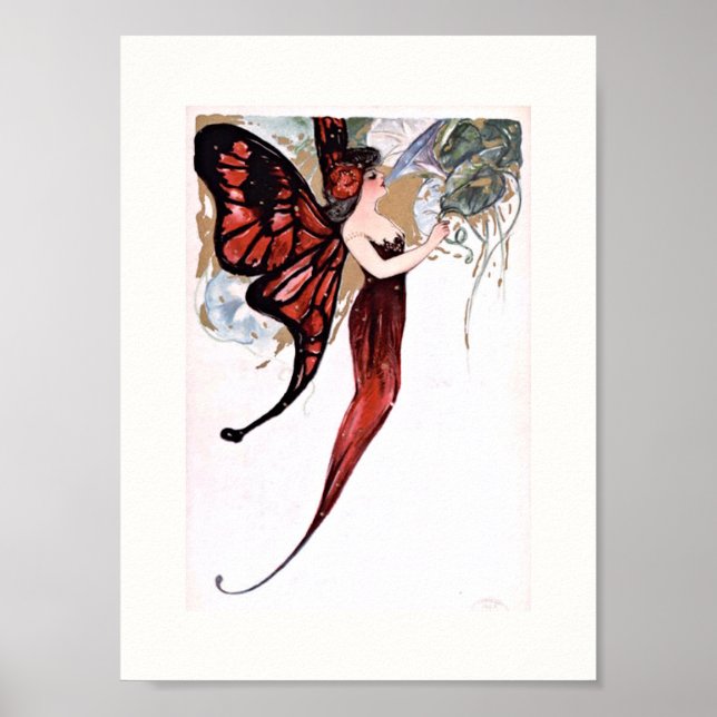Beautiful Art Deco Butterfly Fairy Poster (Front)