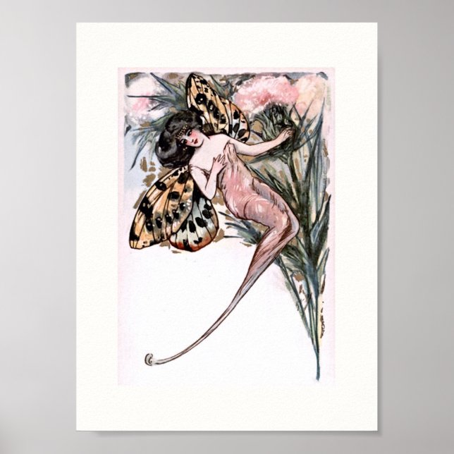 Beautiful Art Deco Butterfly Fairy Poster (Front)