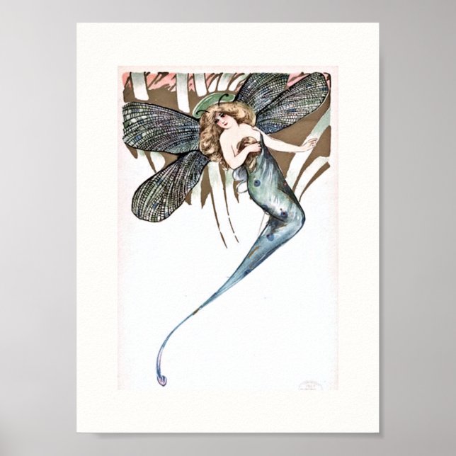 Beautiful Art Deco Butterfly Fairy Poster (Front)