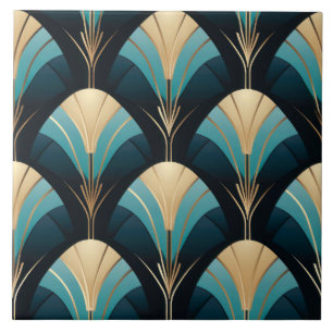 Beautiful Art Deco Fan Border Ceramic Tile. Tile