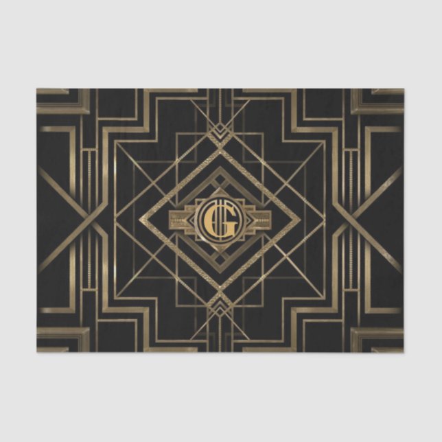 Beautiful Art Deco Gatsby 1920's Monogram Tissue Paper (Front)