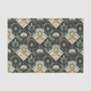 Beautiful Art Deco Gilded Botanical Floral Pattern Tissue Paper
