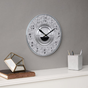 Beautiful Art Deco Gray and Chrome Style Clock