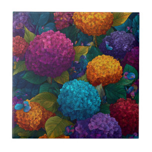 Beautiful Art Deco Hydrangeas Tiles For Kitchen