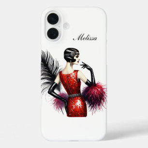 Beautiful Art Deco lady add your name  iPhone 16 Plus Case