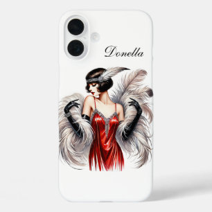 Beautiful Art Deco lady add your name  iPhone 16 Plus Case