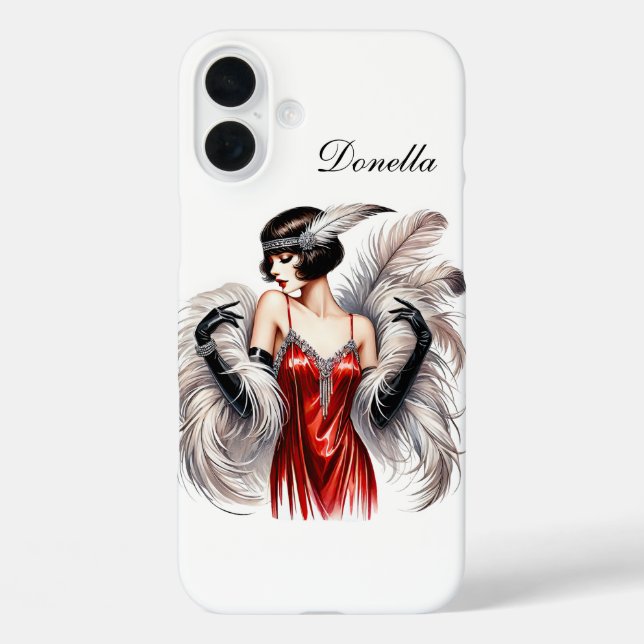 Beautiful Art Deco lady add your name  Case-Mate iPhone Case (Back)