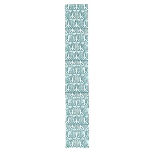 Beautiful,art deco, nouveau,template,teal,white,cu long table runner (Front)