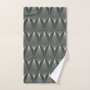 Beautiful,art deco,pattern,grey,beige,1920,retro,c hand towel