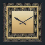 Beautiful Art Deco Patterned Square Wall Clock<br><div class="desc">I created this beautiful Art Deco clock using an Art Deco Pattern for the background, as well as adding gold elements to make this wall clock. This is very Art Deco style and would look fabulous on any wall in your home. For all Art Deco lovers. Or you could give...</div>