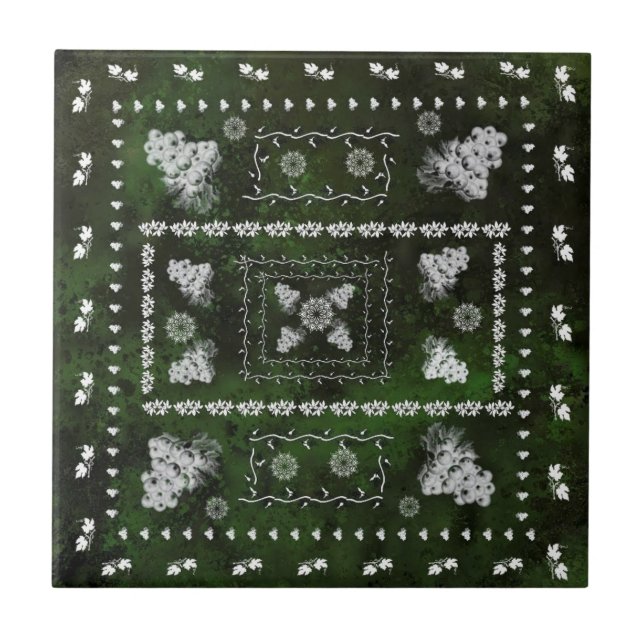 Beautiful Art Grapes - Green Ceramic Tile (Front)
