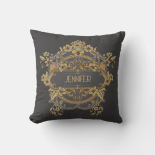 Beautiful Art Nouveau design with flowers  Cushion