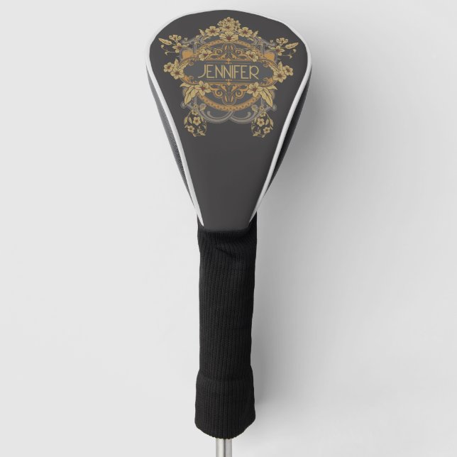 Beautiful Art Nouveau design with flowers  Golf Head Cover (Front)