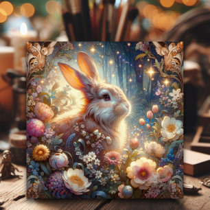 Beautiful Art Nouveau Easter Rabbit Christian  Holiday Card