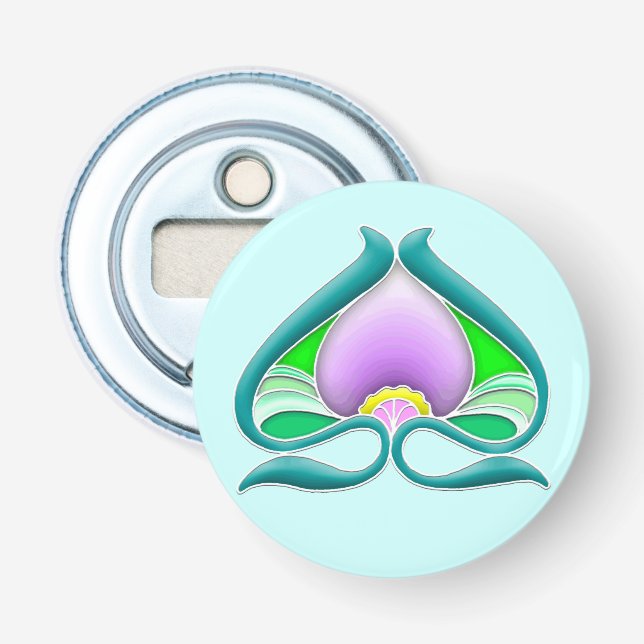 Beautiful Art Nouveau fantasy flower Bottle Opener (Front)