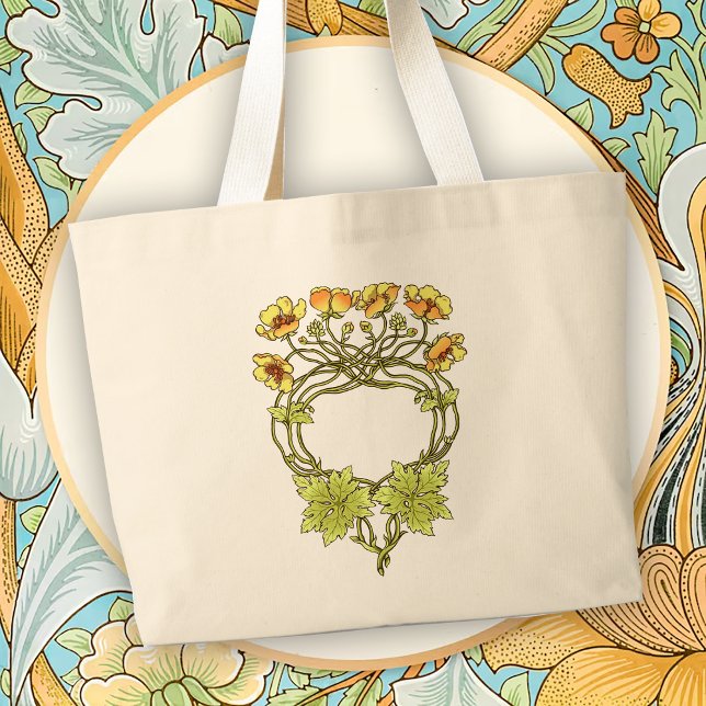 Beautiful Art Nouveau Floral Motif Large Tote Bag (Creator Uploaded)