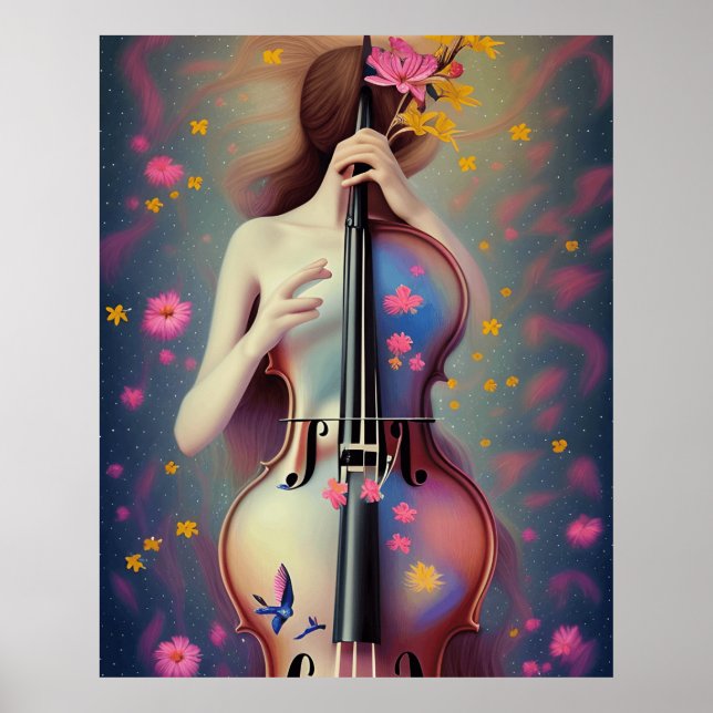 Beautiful Art Nouveau flowers music Poster (Front)