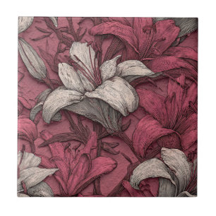 Beautiful Art Nouveau Lilies Tiles For Modern Bath