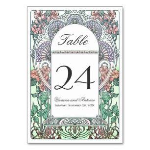 Beautiful Art Nouveau Wedding Table Numbers