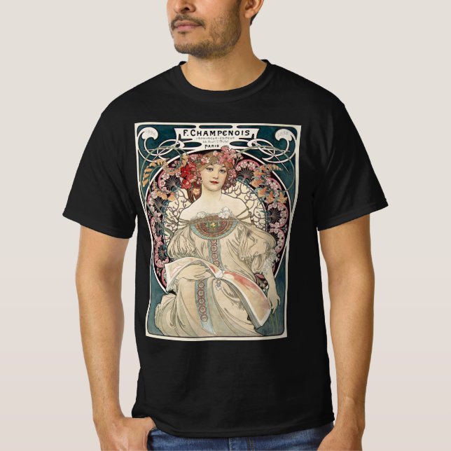 Beautiful Art Nouveau Woman in Paris T-Shirt (Front)